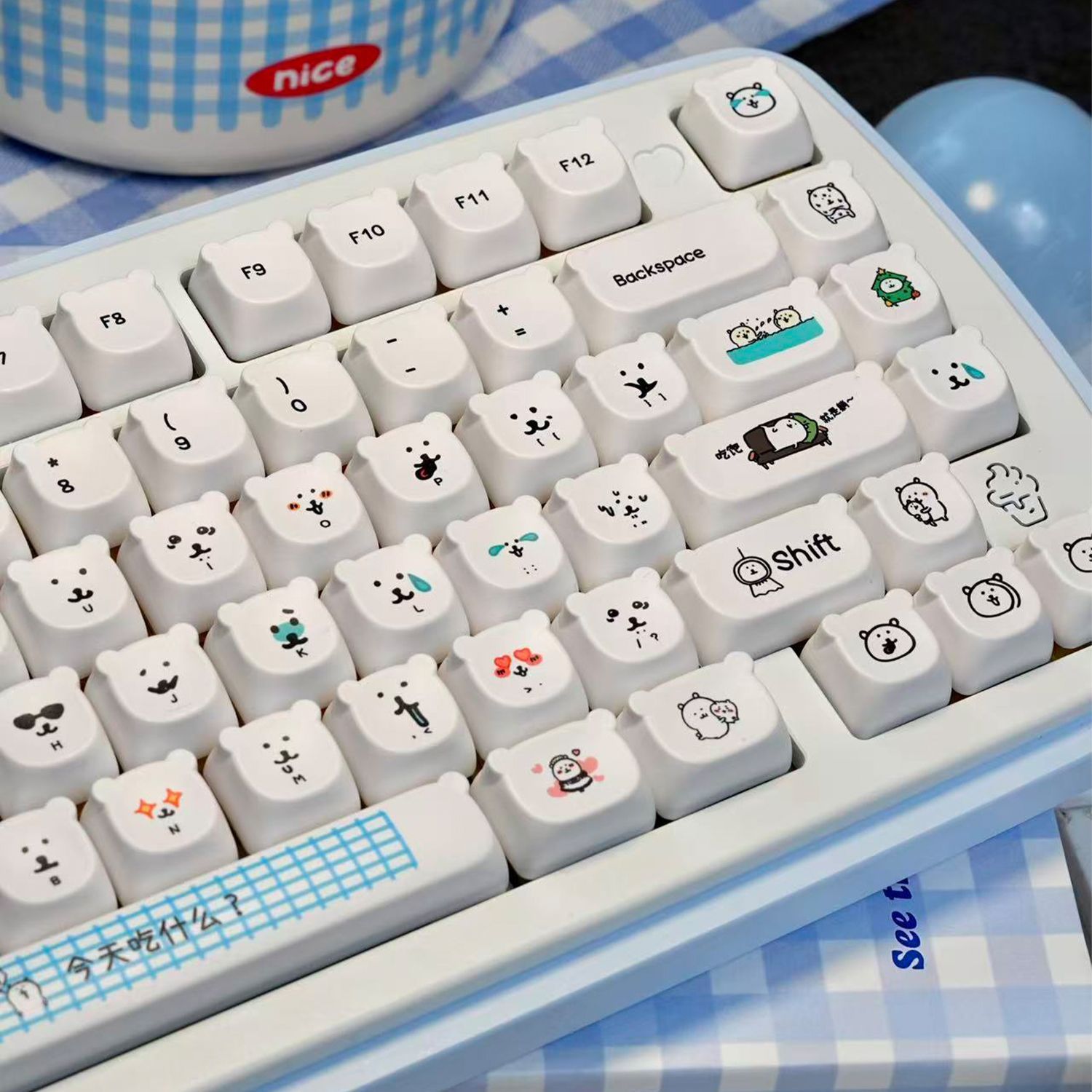 Gaming Accessories Aesthetic - 귀여운 만화 캐릭터 곰 PBT 키캡