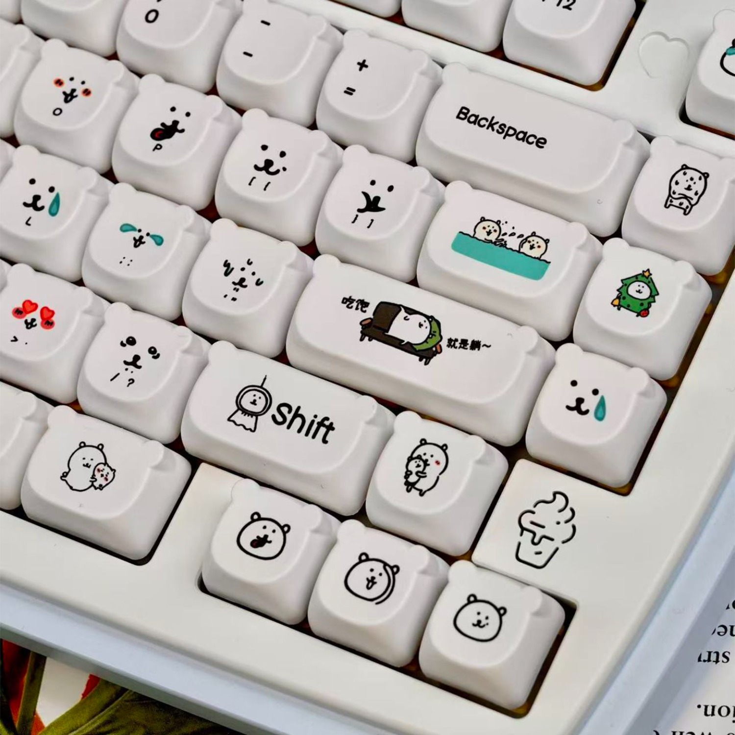 귀여운 만화 캐릭터 곰 PBT 키캡 EAO 높이 내마모 - Gaming Accessories Aesthetic 리뷰 및 가격