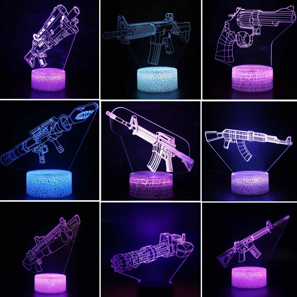 게임 소총 3d Led 야간 조명 게임 데스크탑 룸 장 - Accessories For Your Gaming Room 리뷰 및 가격