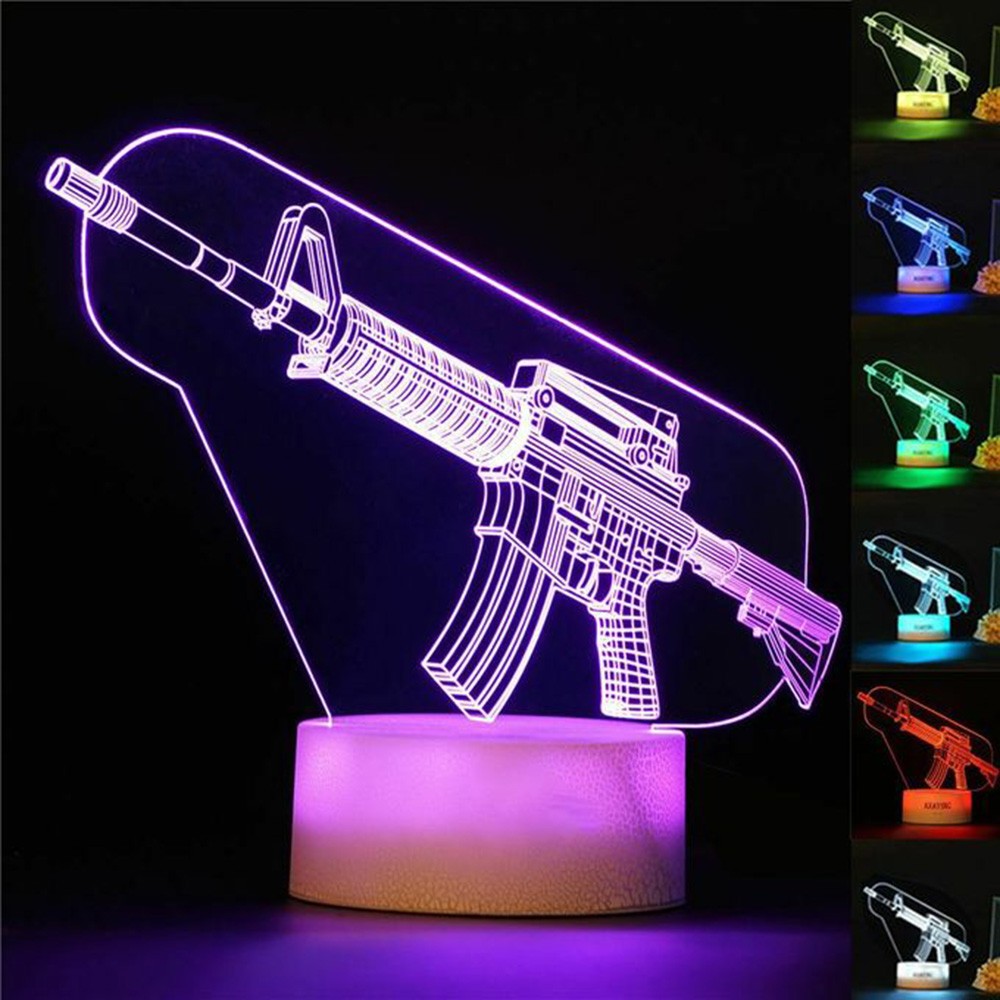 게임 소총 3d Led 야간 조명 게임 데스크탑 룸 장 - Accessories For Your Gaming Room 리뷰 및 가격